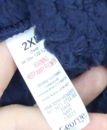 George Women Navy Blue Snuggle Season Fleece Pullover Sweatshirt 2XL