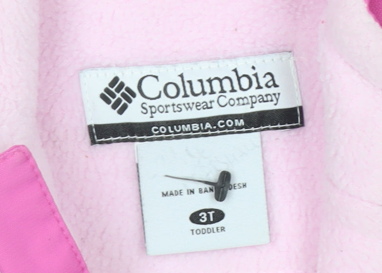 Additional view of Columbia girls’ pink floral hooded winter puffer jacket 3 years waterproof