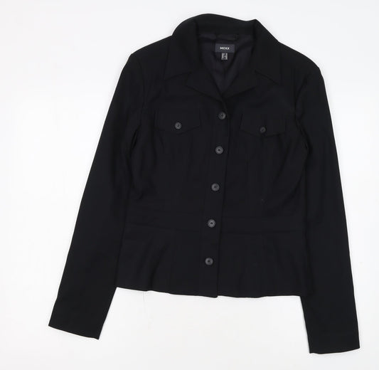 Mexx Women's Black Size 12 Fitted Button-Up Jacket