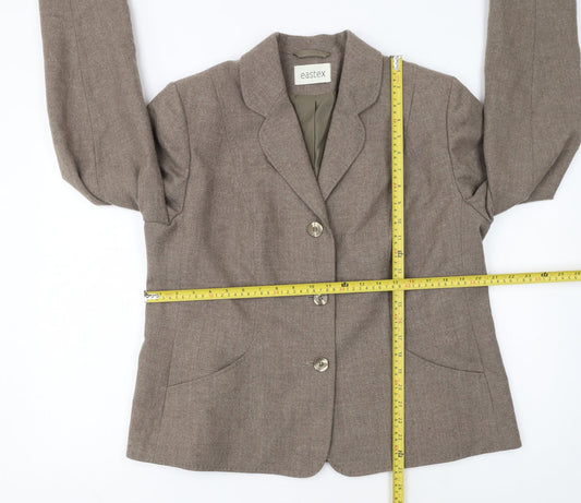 Eastex Women Brown Wool Blend Classic Single-Breasted Blazer UK 16