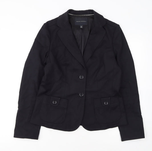 Banana Republic Women's Black Size 10 Stretch Two-Button Blazer
