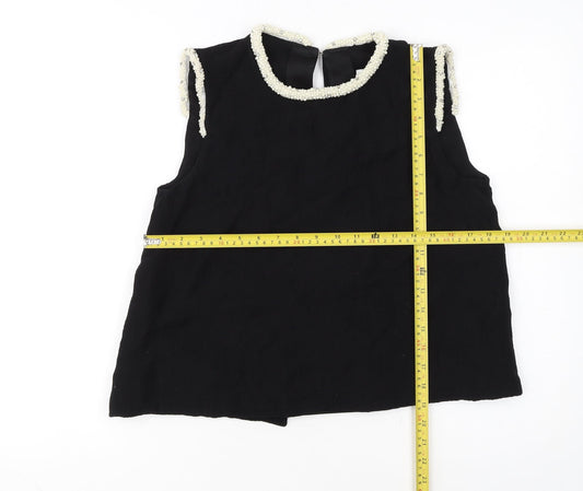 Sandro Women's Black Beaded Sleeveless Blouse Size S