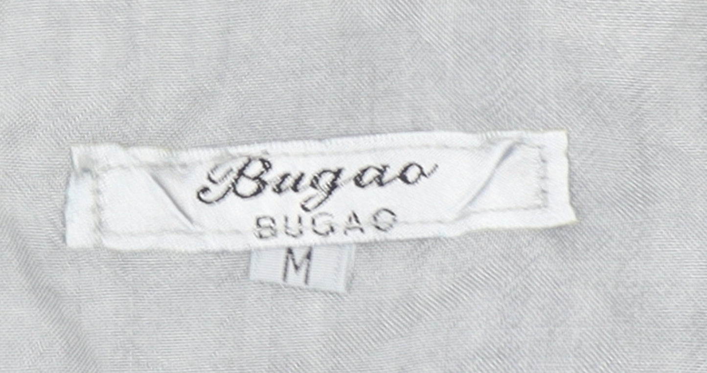 Bugao Women Grey Lace Waistcoat Vest M Sleeveless Buttoned