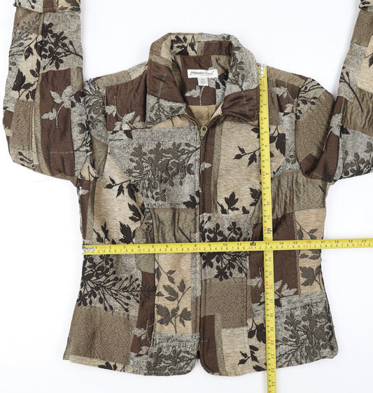 Coldwater Creek Women's Petite Brown Floral Tweed Jacket Size 8
