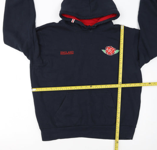 Authentic Originals England Men's Blue Pullover Hoodie M Rugby Fleece