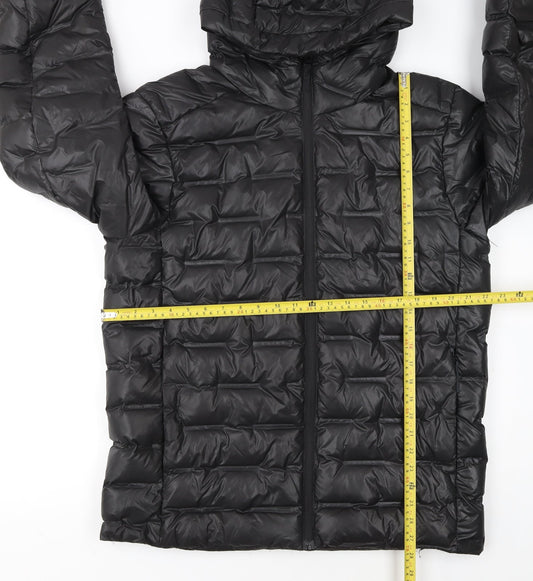 H&M Move Womens Black Hooded Puffer Jacket Size M Lightweight Winter