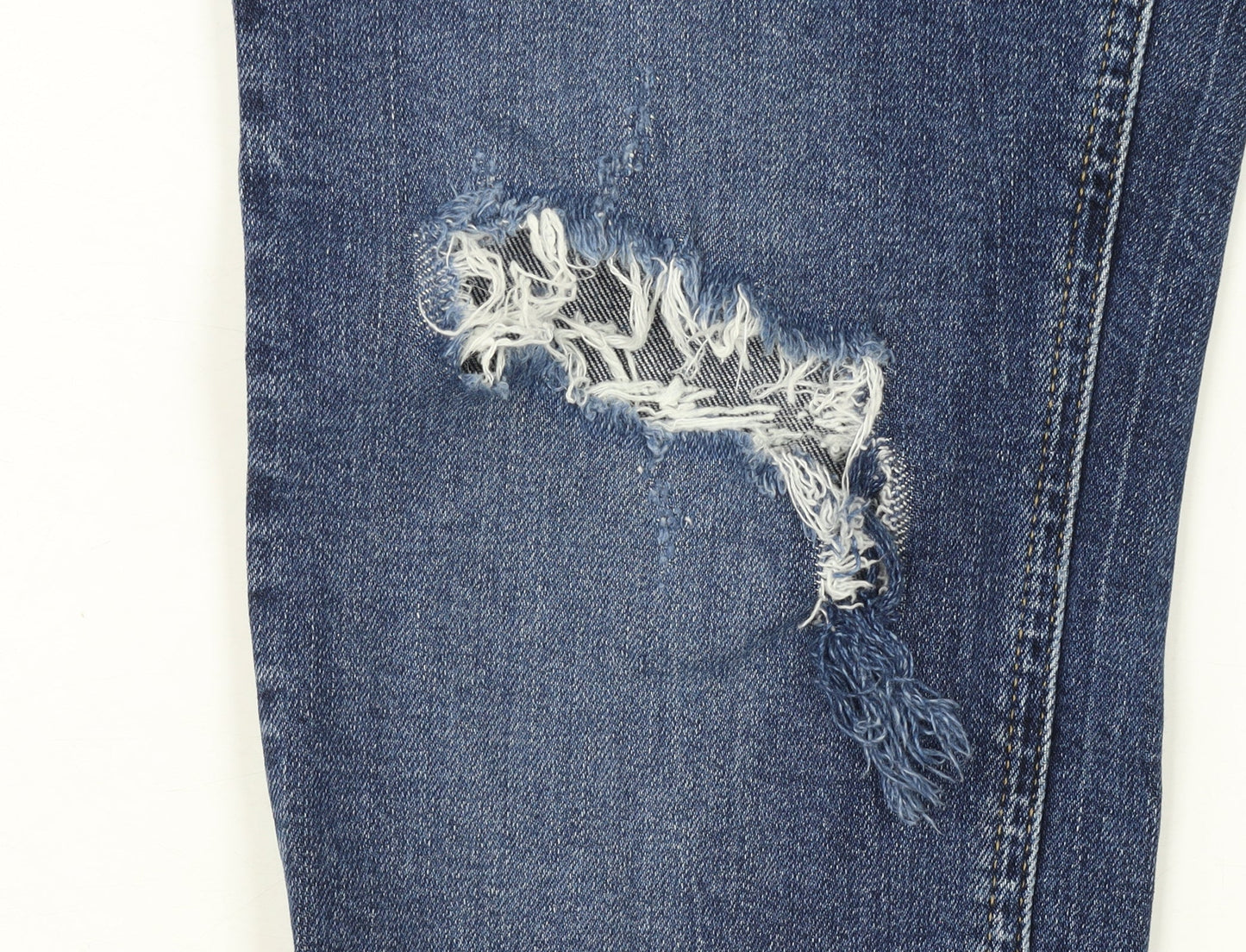 Marks and Spencer Women's Blue Distressed Straight Leg Jeans Size 12