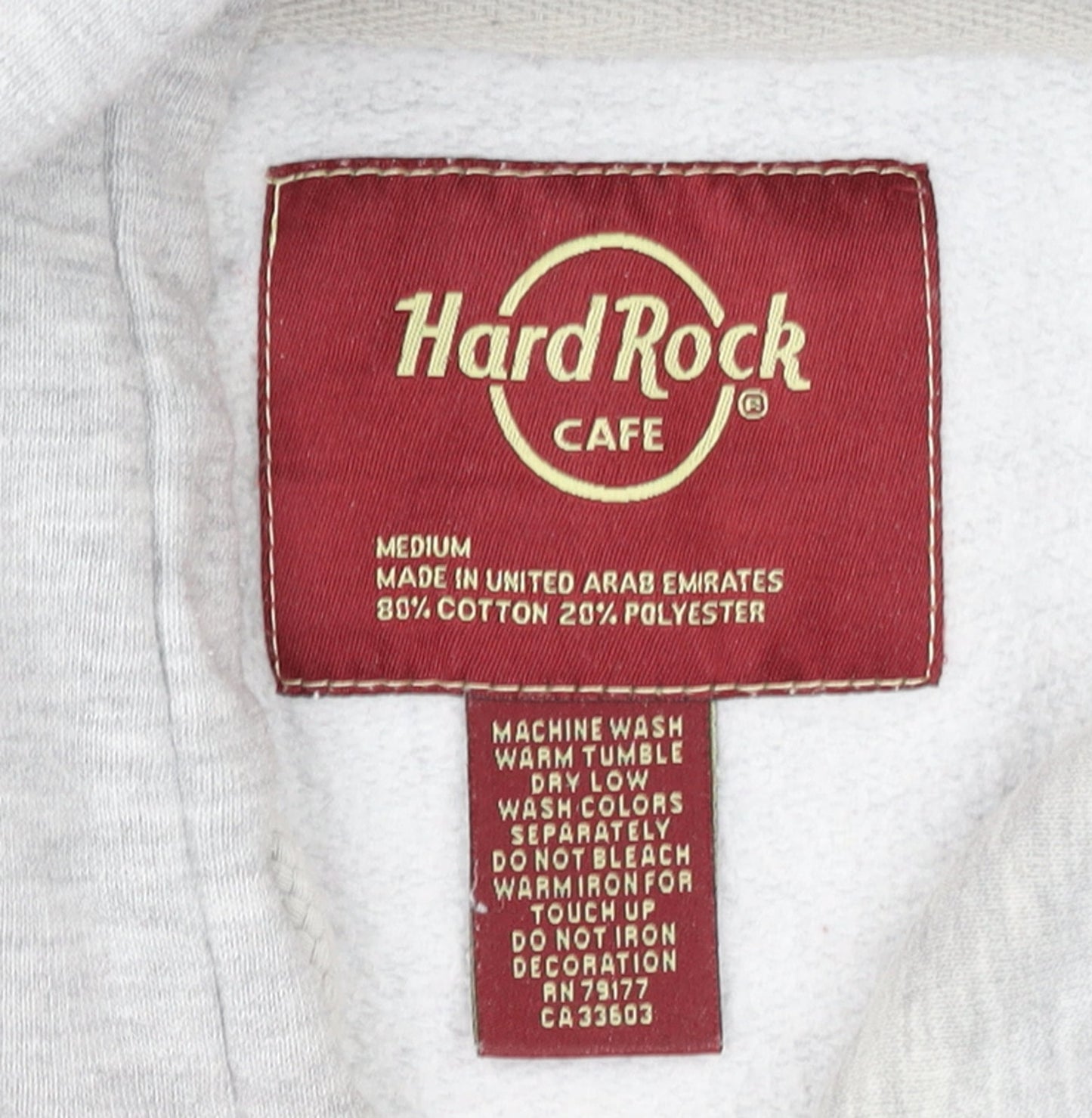 Hard Rock Cafe Men's Grey Pullover Hoodie Medium Music Logo Sweatshirt