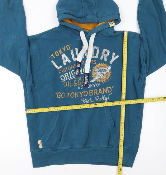 Tokyo Laundry Men's Blue Pullover Hoodie Large Graphic Print