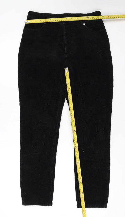 Monki Women's Black Corduroy Trousers Size 10 Cotton Blend