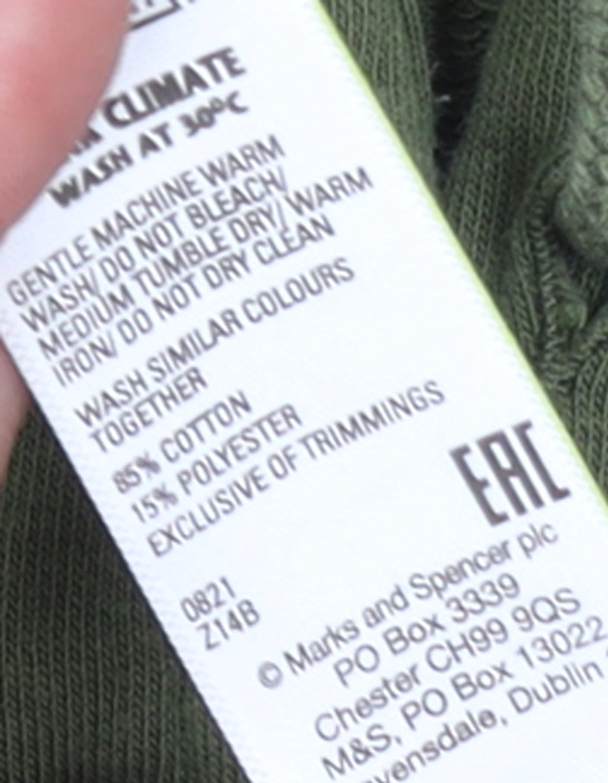 Marks and Spencer Womens Green Pullover Hoodie Size 12 Cotton Blend