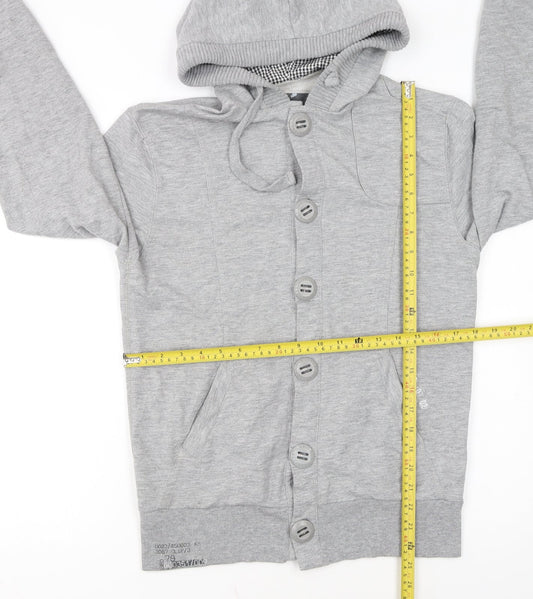 RYSD Men's Grey Button Cardigan Hoodie Size S Regular Fit