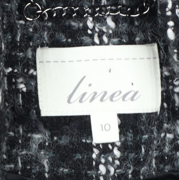 Linea Women's Black Check Wool Blend Mid-Length Coat Size 10