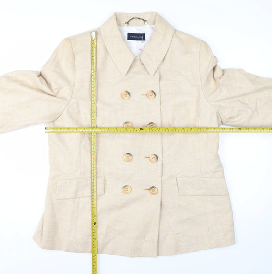 Windsmoor Women's Beige Cotton Double-Breasted Blazer UK 18