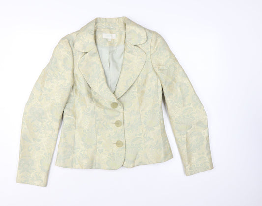 Marks and Spencer Women’s Green Jacquard Blazer UK 10 Single Breasted