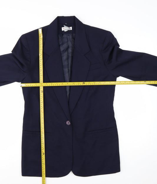 Talbots Women Navy Wool Single-Breasted Blazer Jacket Size 10