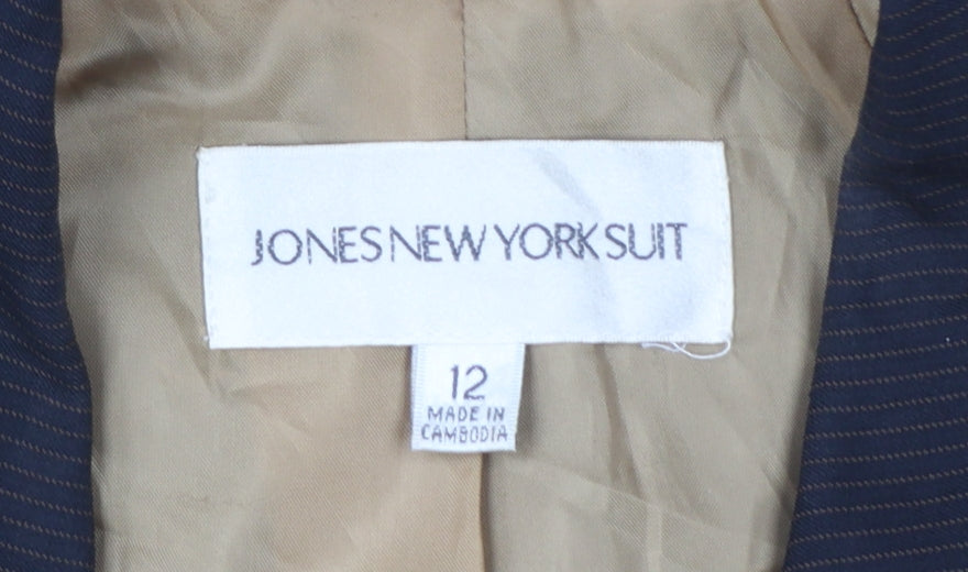 Jones New York Women's Black Pinstripe Blazer Size 12 Classic Fit