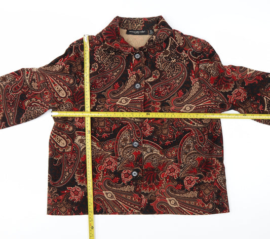 Briggs New York Petite Red Paisley Velvet Blazer Women PL