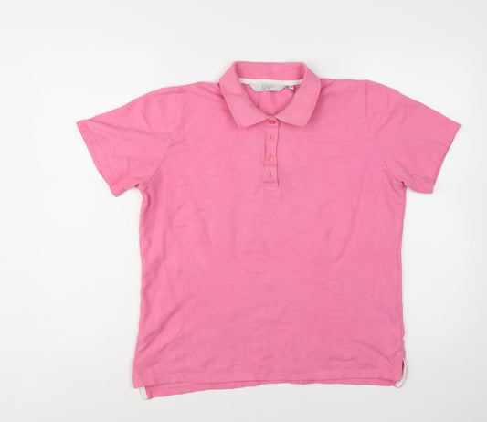GolfCo Women's Pink 100% Cotton Short Sleeve Polo Shirt M