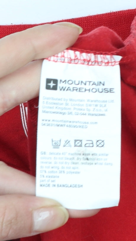 Mountain Warehouse Men's Red Check Long Sleeve Cotton Blend T-Shirt L