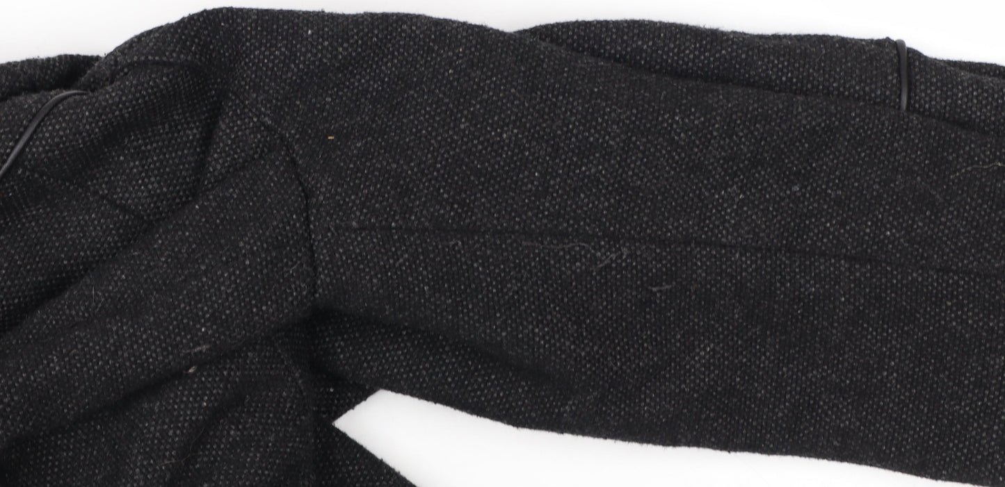 Coogi Women's Black Wool Military Hooded Long Coat Size M