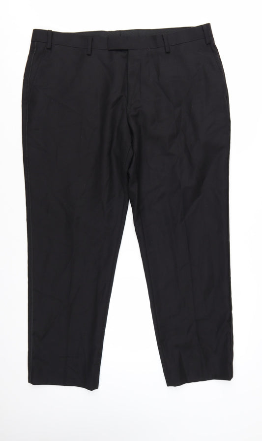 John Lewis Men’s Black Wool Regular Fit Dress Trousers 40S