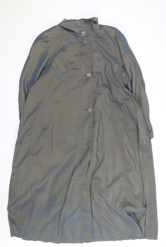 London Fog Womens Grey Long Rain Coat Size 8 Regular Classic Style