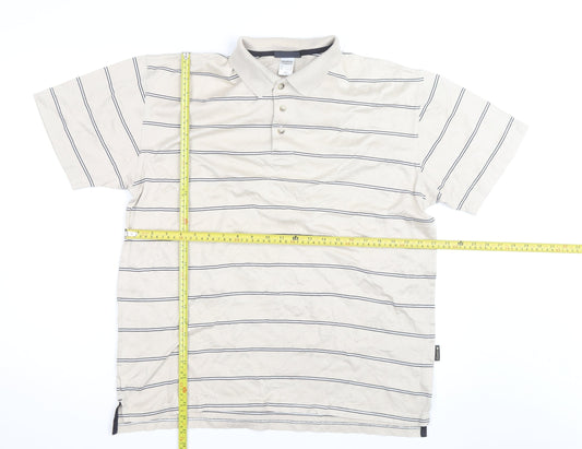 Decathlon Creation Men’s Beige Striped Cotton Polo Shirt Size M