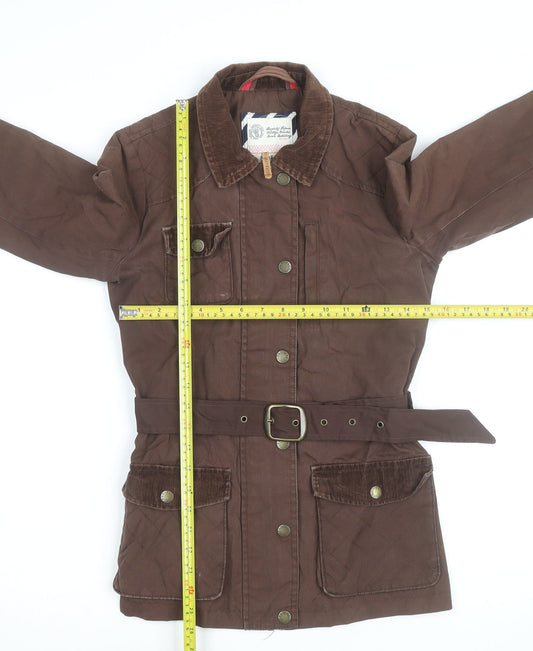 Fat Face Women's Brown Belted Utility Jacket Size 8 Cotton Waxed Style