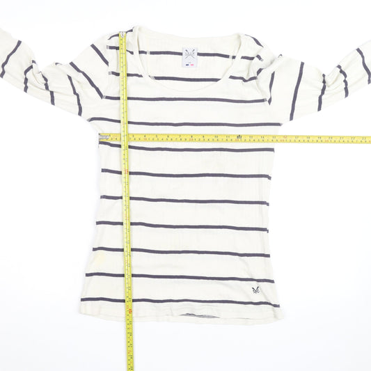 Crew Clothing Women Ivory Navy Stripe Cotton Long Sleeve Pullover Jumper Size 14