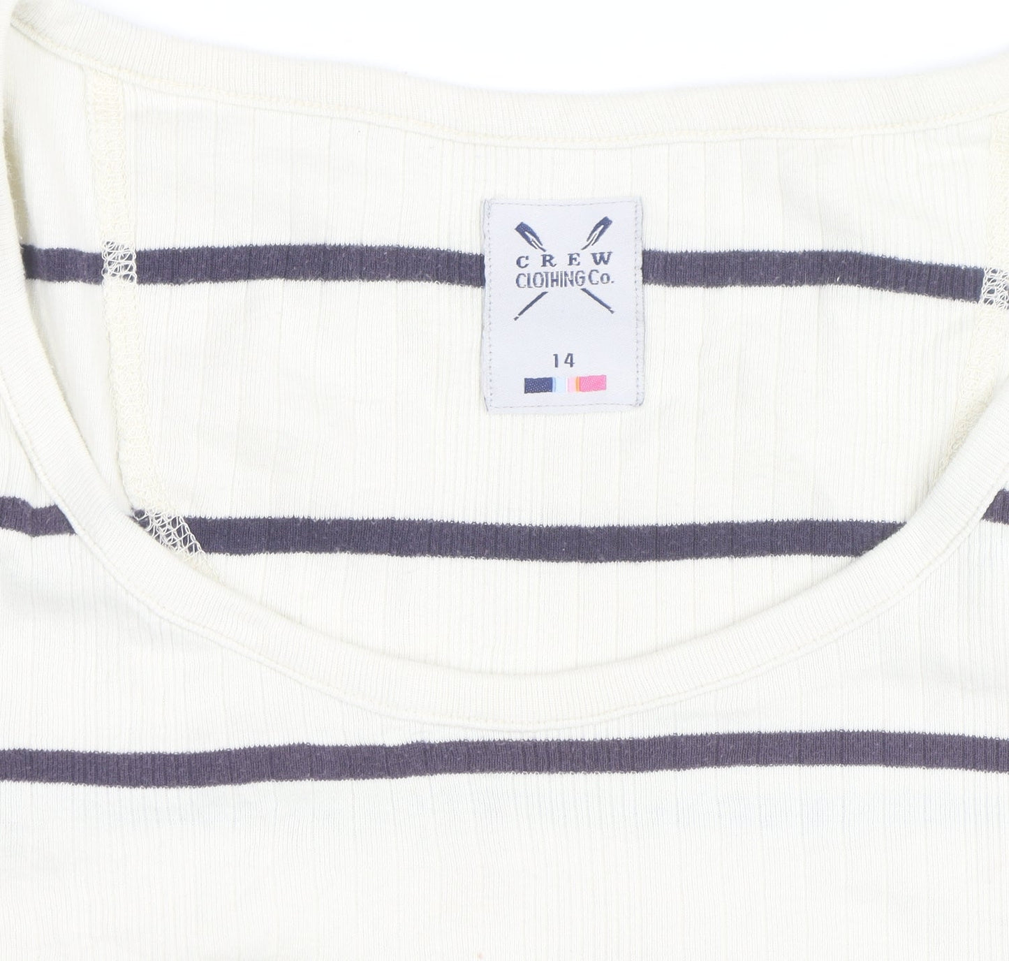 Crew Clothing Women Ivory Navy Stripe Cotton Long Sleeve Pullover Jumper Size 14