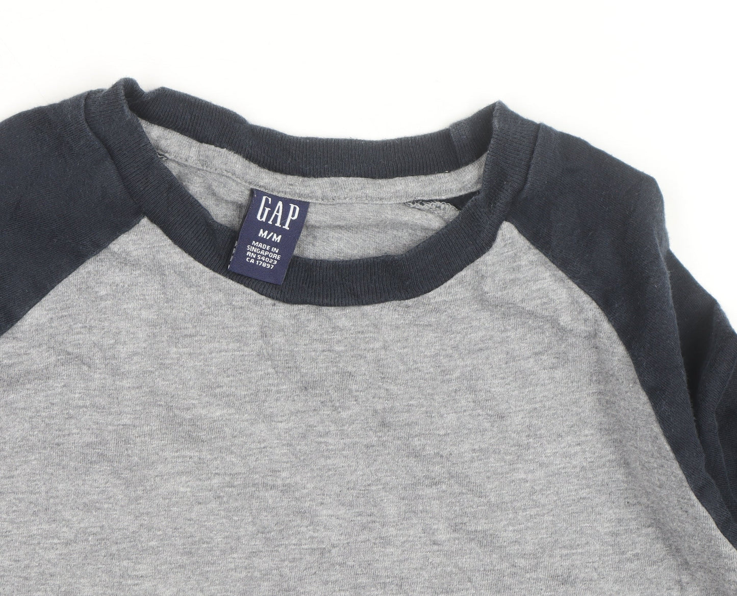 GAP Men's Grey & Blue Long Sleeve Raglan Cotton Top M