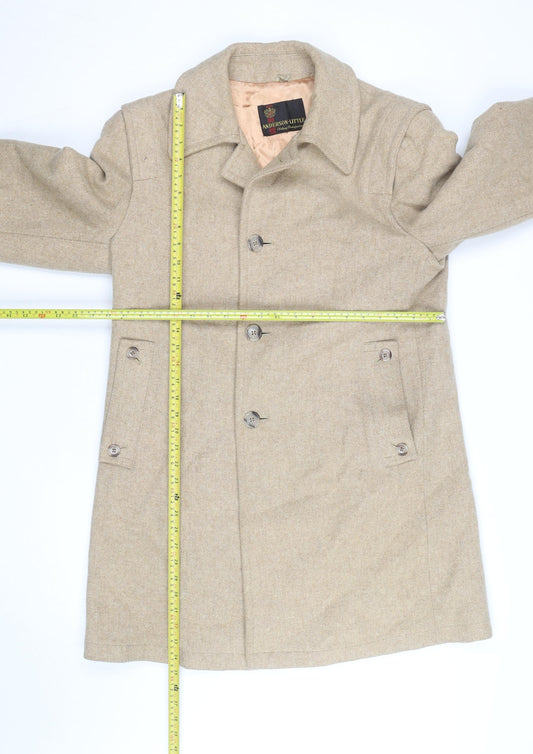 Anderson Little Men's Beige Wool Overcoat Size 38 Classic Mid-Length