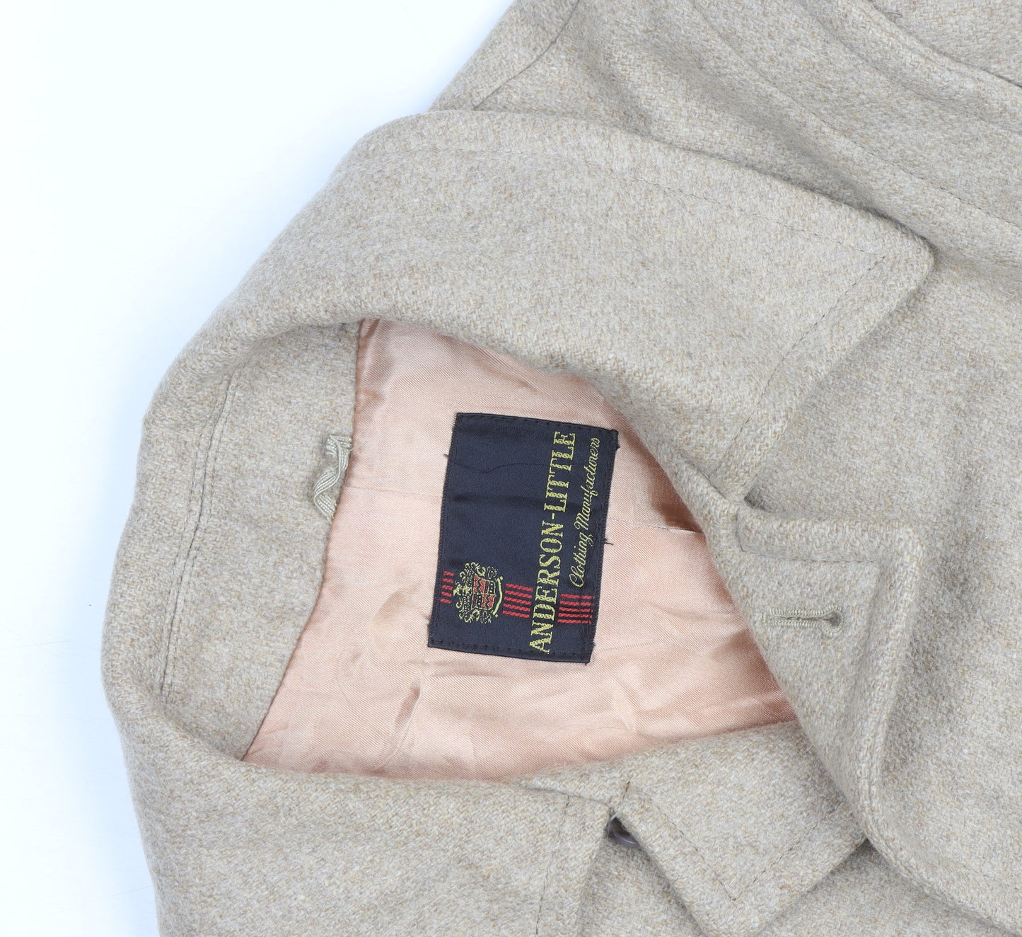 Anderson Little Men's Beige Wool Overcoat Size 38 Classic Mid-Length