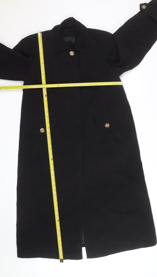 New York Harbor Womens Black Long Trench Coat Size 12