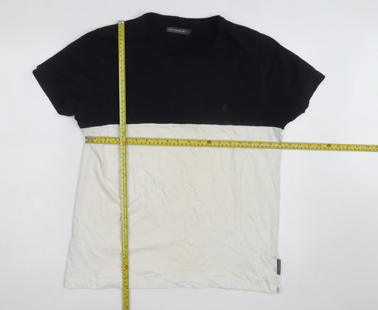 French Connection Men's Black & White XL Colourblock Crew Neck T-Shirt