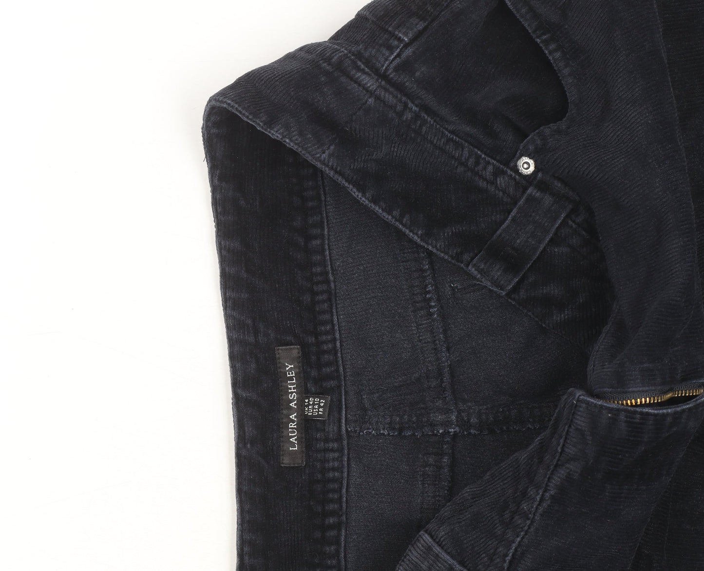Laura Ashley Womens Black Corduroy Straight Jeans Size 14