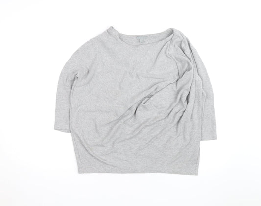 COS Women's Grey Boat Neck Relaxed Pullover Jumper Size L