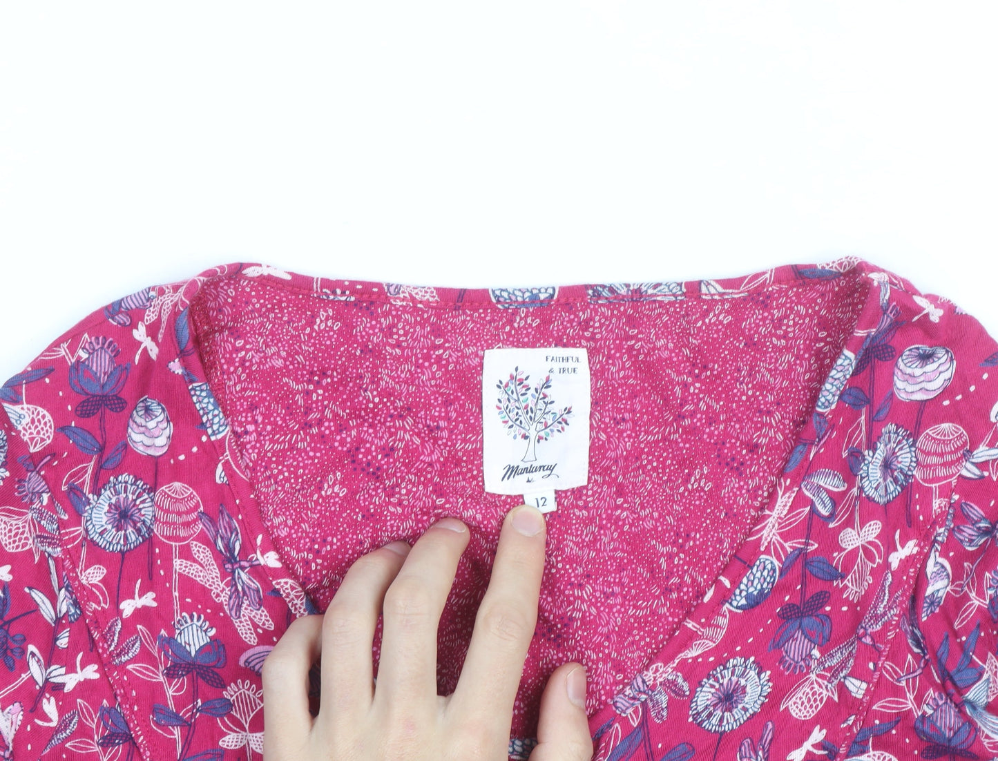 Mantaray Women's Pink Floral Fit & Flare Cotton Dress Size 12