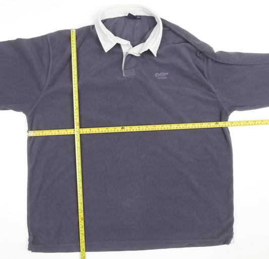 Cotton Traders Men’s Grey Collared Fleece Rugby Jumper 2XL