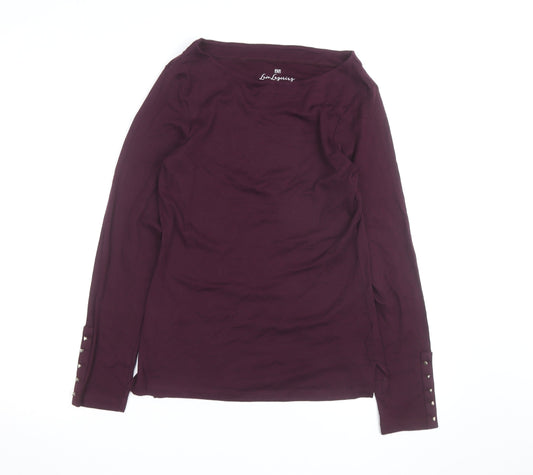 F&F Women Purple Long Sleeve Cotton Boat Neck Top Size 16