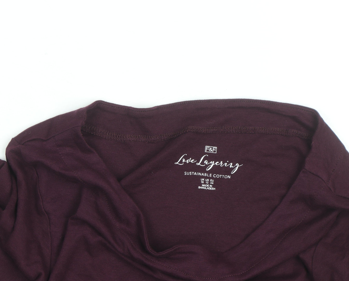 F&F Women Purple Long Sleeve Cotton Boat Neck Top Size 16