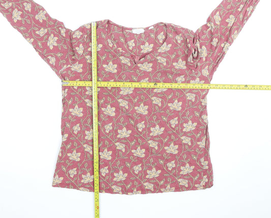 Fat Face Womens Pink Floral Viscose Tunic Blouse Size 12