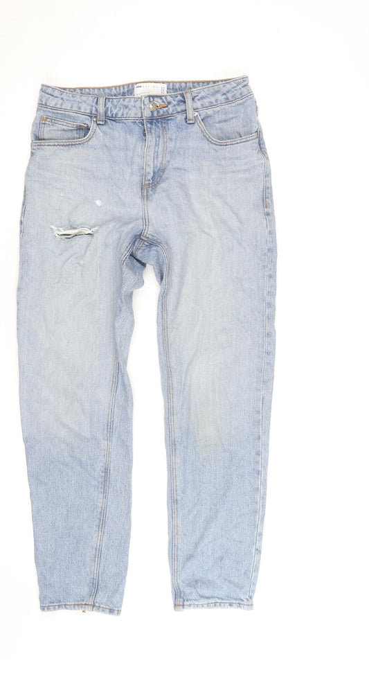 Additional front view of ASOS Design Men's Light Blue Distressed Slim Jeans W38 L31
