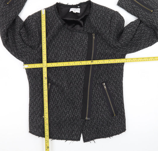 Almost Famous Women’s Grey Herringbone Biker Jacket Size 14