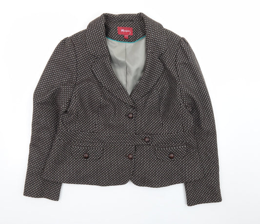 Monsoon Womens Brown Wool Blend Suit Jacket UK 20 Classic Blazer