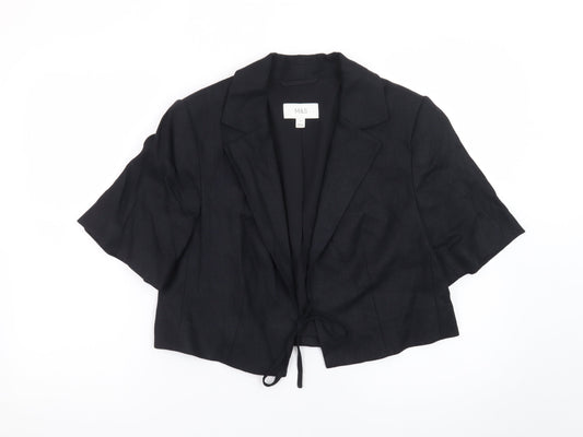 Marks and Spencer Womens Black Linen Blend Cropped Suit Jacket Size 12
