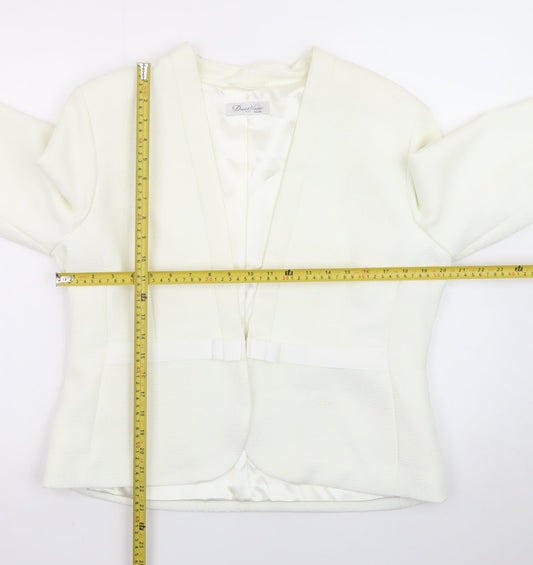 David Nieper Womens Ivory Shawl Collar Blazer Jacket UK 16