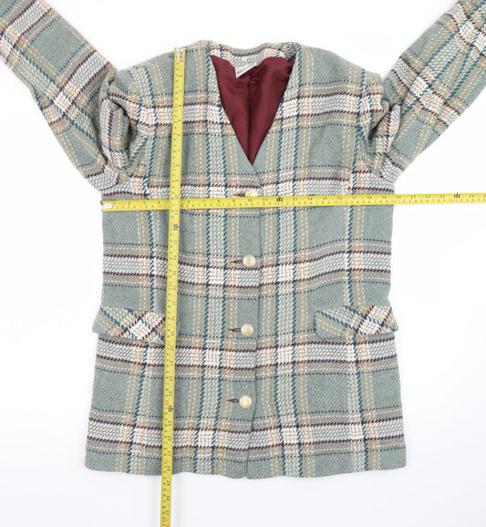 Watercolours Women's Green Checked Wool Blend Blazer Size 12