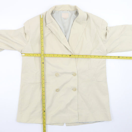 H&M Women's Beige Double-Breasted Blazer Size 12 Regular Fit